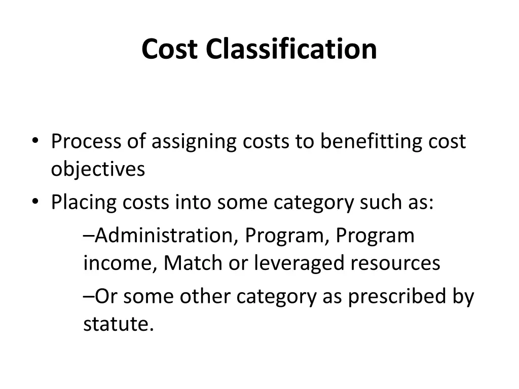 cost classification