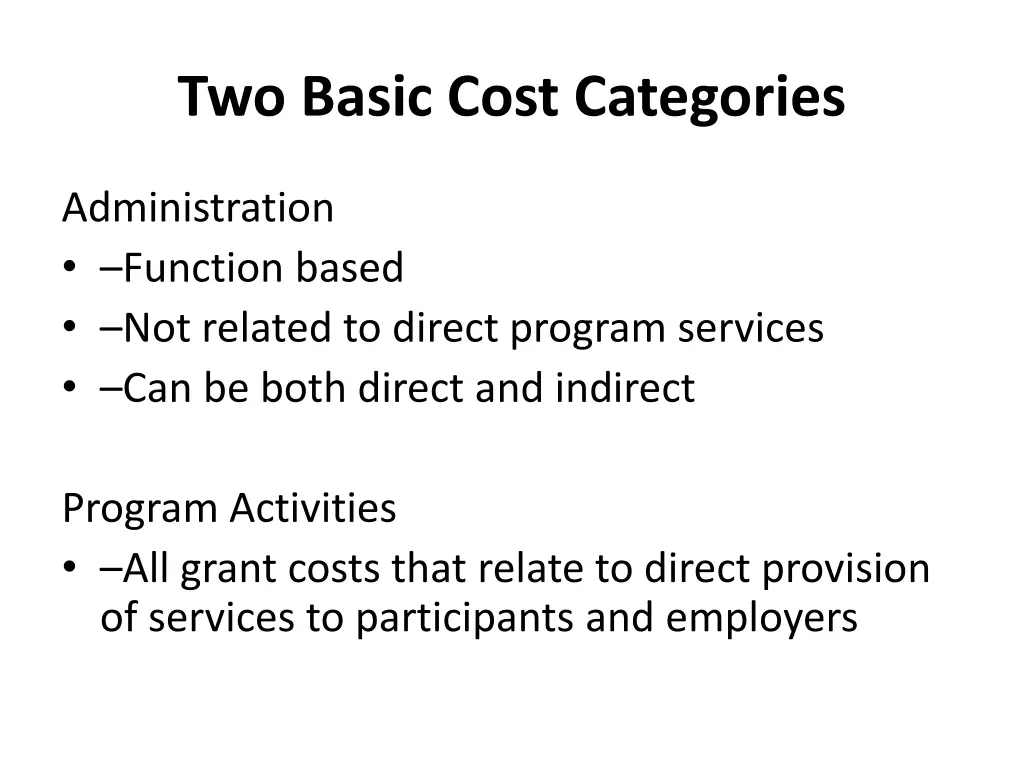 two basic cost categories