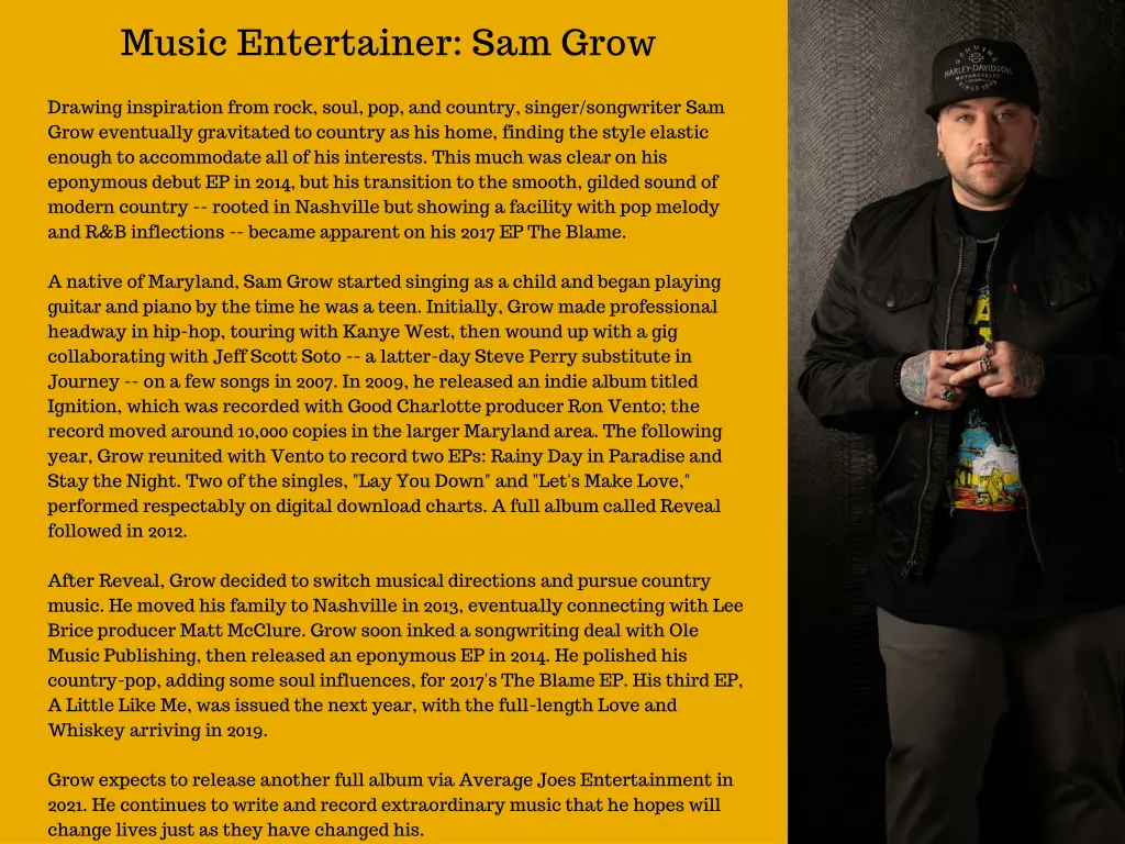 music entertainer sam grow