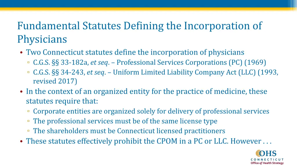 fundamental statutes defining the incorporation