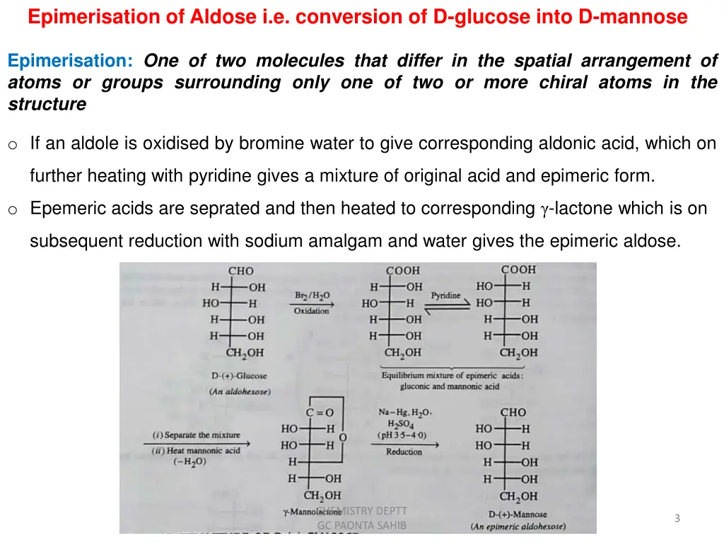 epimerisation of aldose i e conversion 1