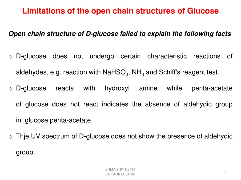 limitations of the open chain structures