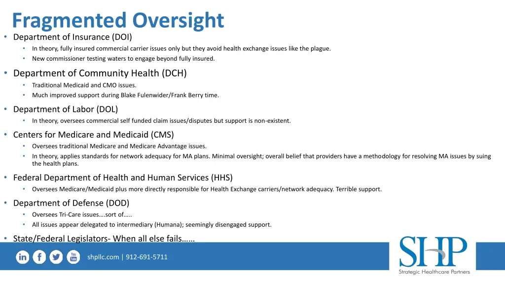 fragmented oversight department of insurance