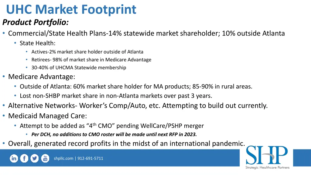 uhc market footprint product portfolio commercial