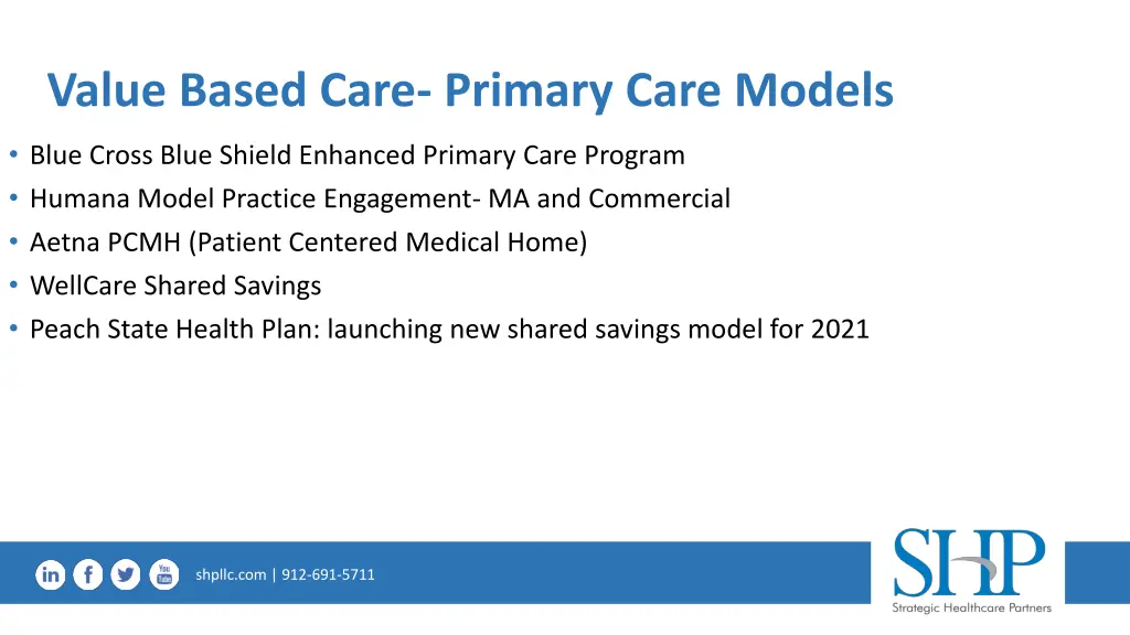 value based care primary care models