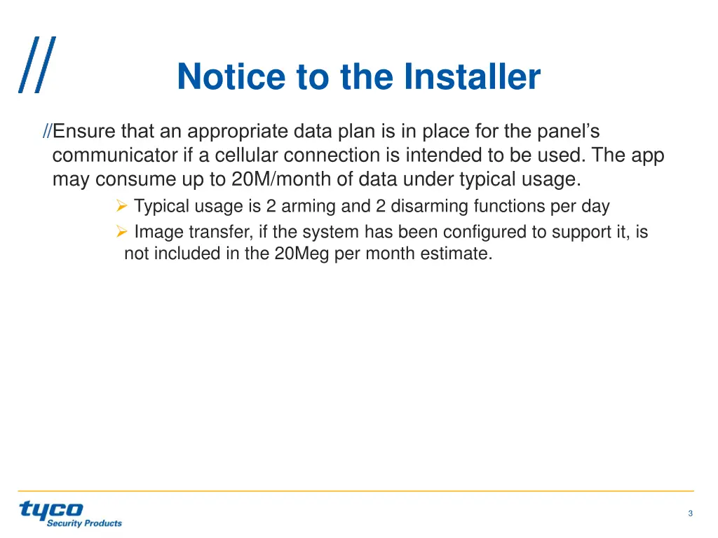 notice to the installer