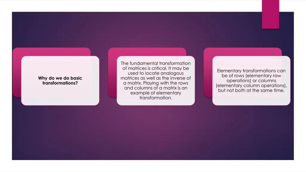 the fundamental transformation of matrices