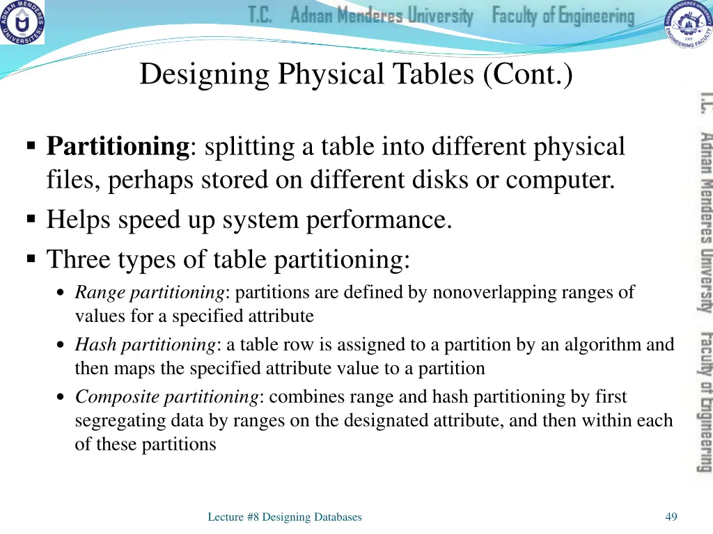 designing physical tables cont 1