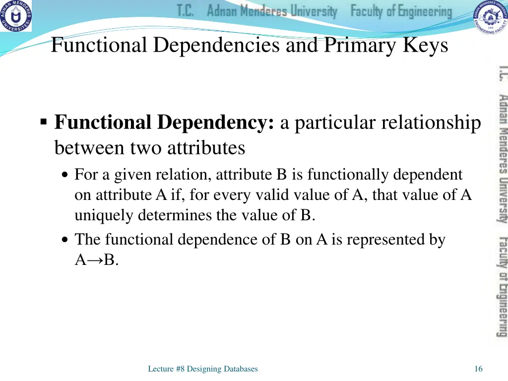 functional dependencies and primary keys