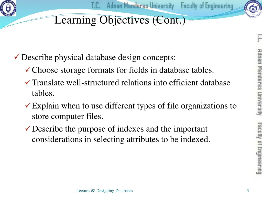 learning objectives cont