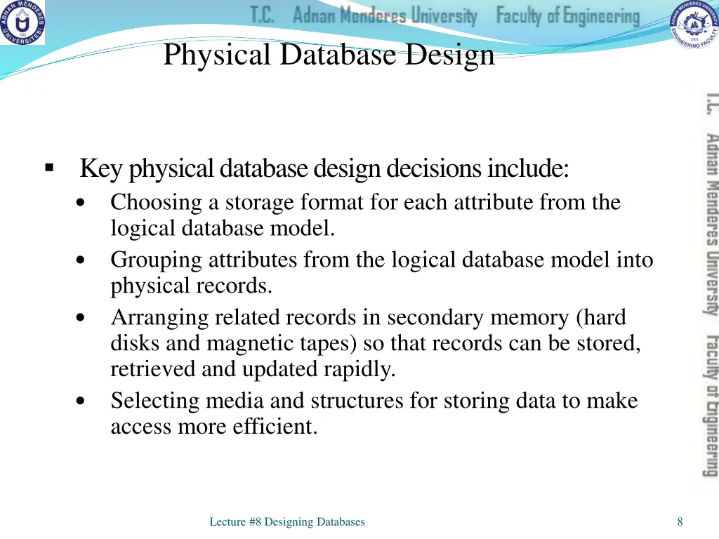 physical database design