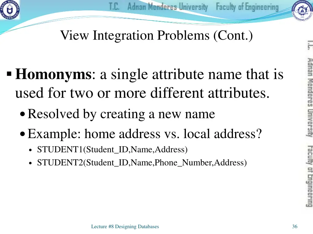 view integration problems cont