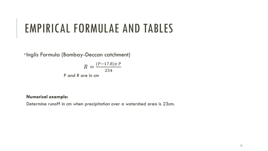 empirical formulae and tables 1