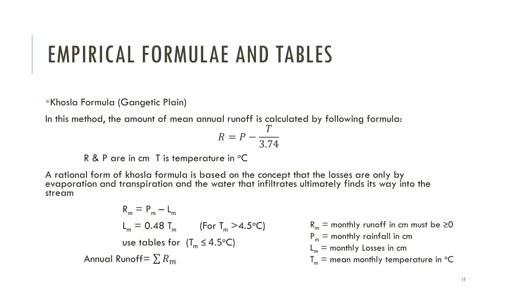 empirical formulae and tables 3