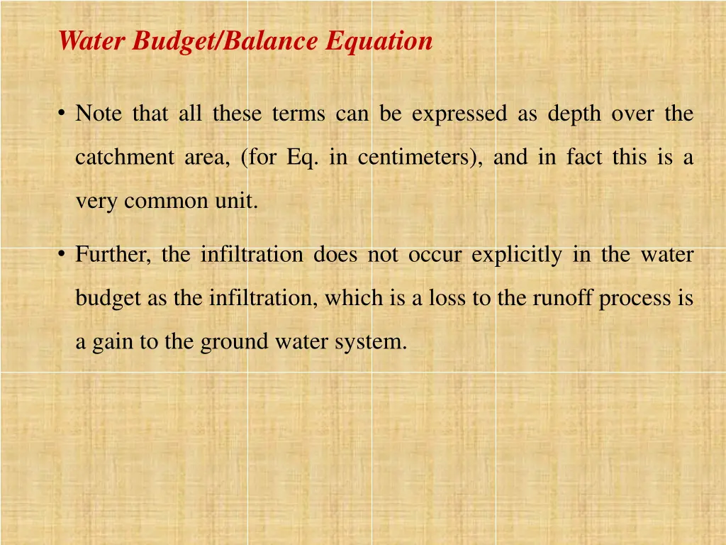 water budget balance equation 3