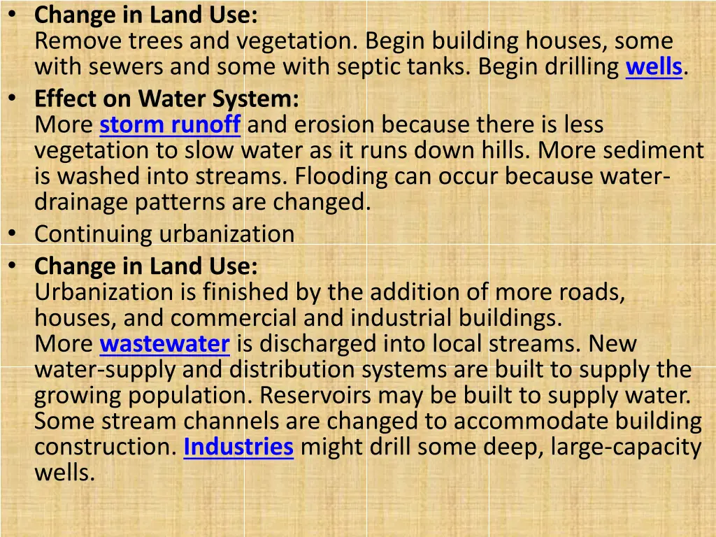 change in land use remove trees and vegetation