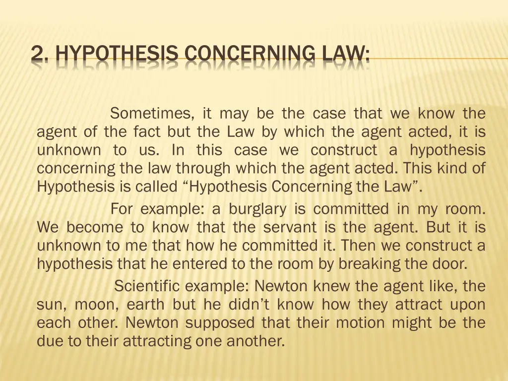 2 hypothesis concerning law