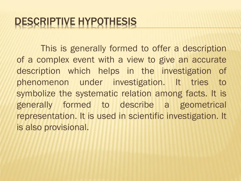 descriptive hypothesis