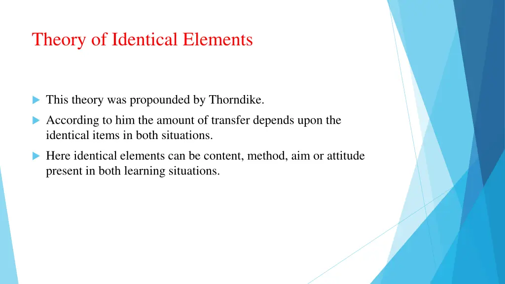 theory of identical elements