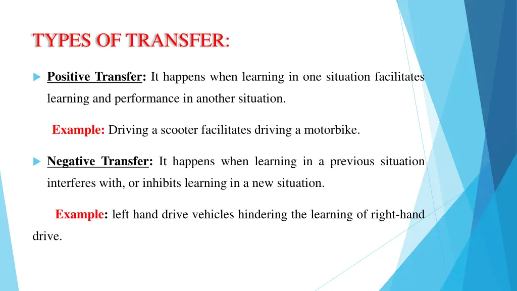 types of transfer