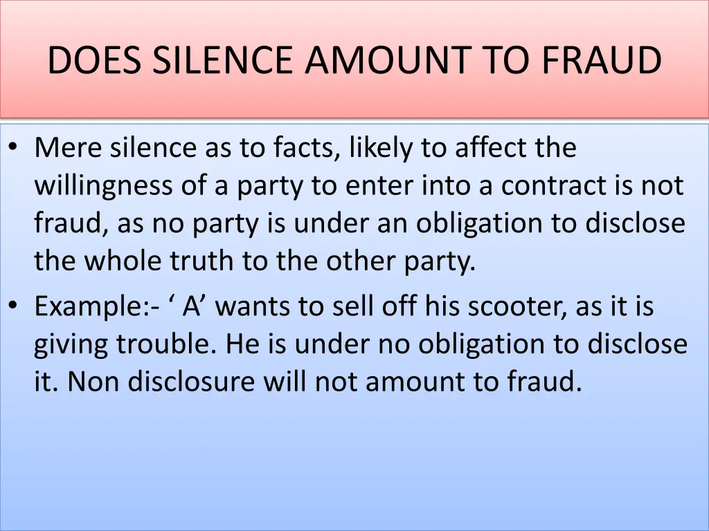 does silence amount to fraud