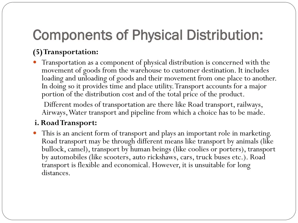 components of physical distribution components 2