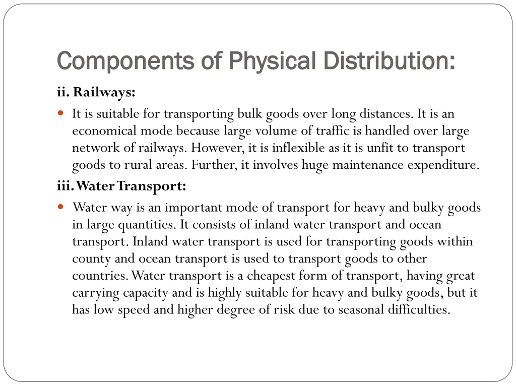 components of physical distribution components 3