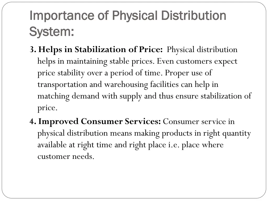 importance of physical distribution importance 1