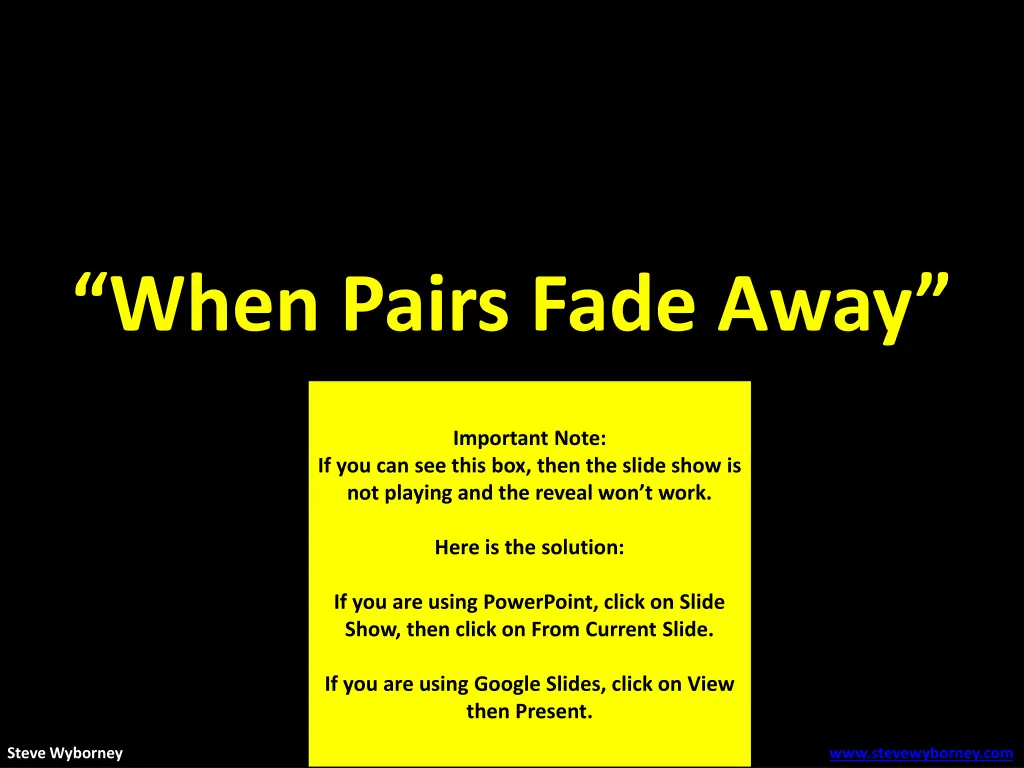 when pairs fade away 1