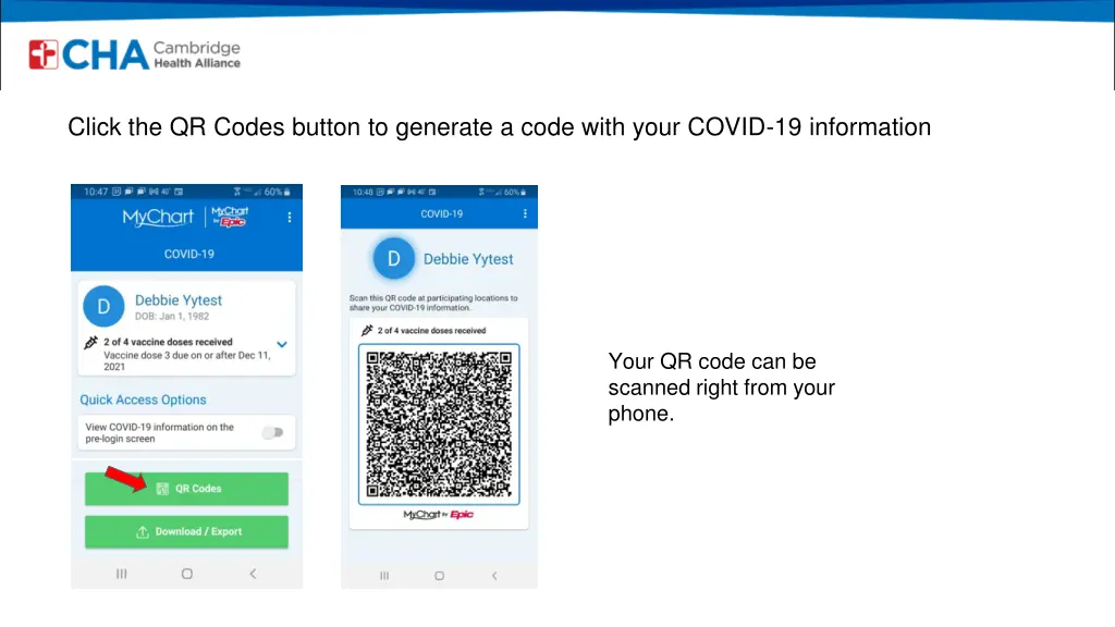 click the qr codes button to generate a code with