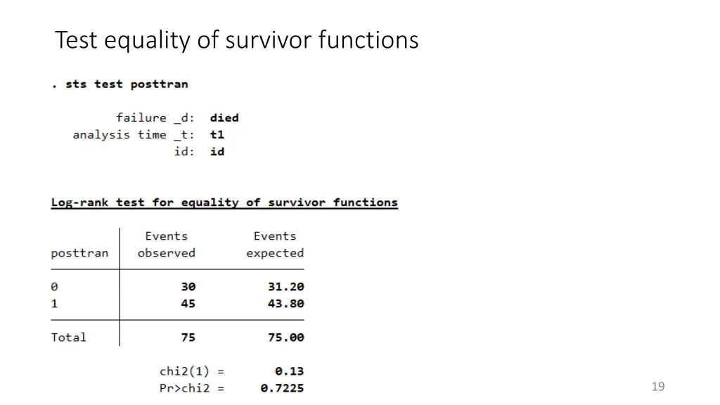 test equality of survivor functions