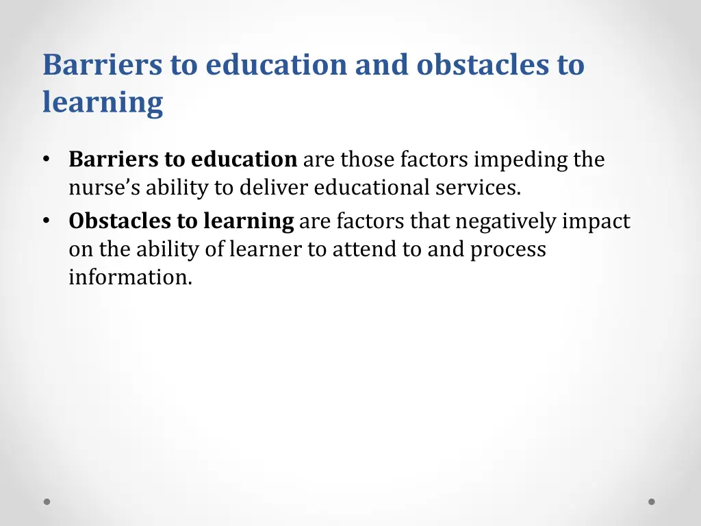 barriers to education and obstacles to learning