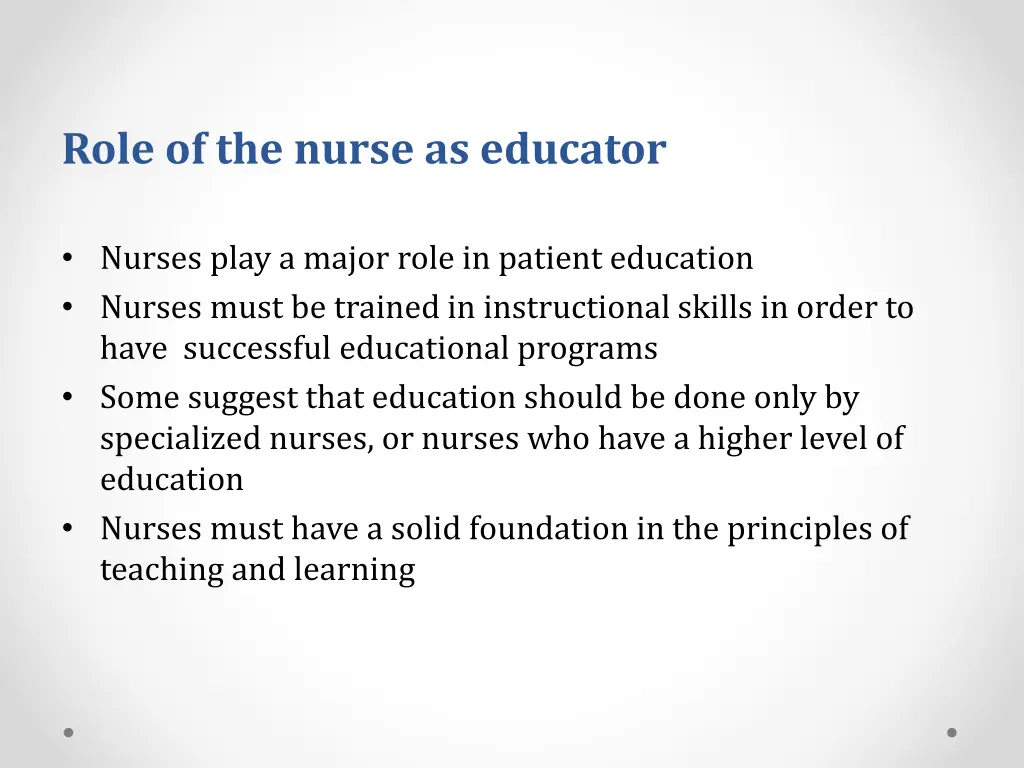 role of the nurse as educator