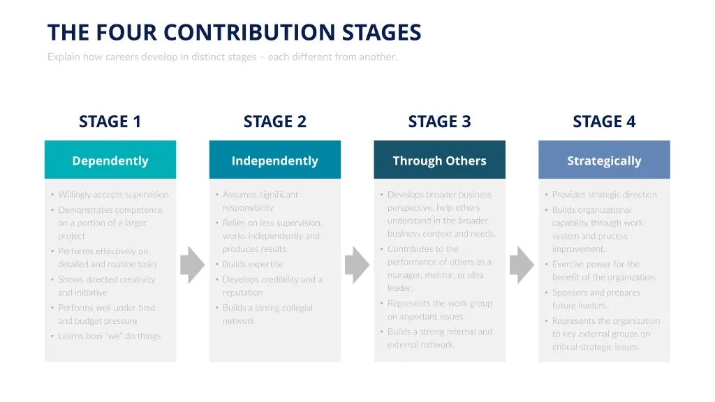 the four contribution stages explain how careers