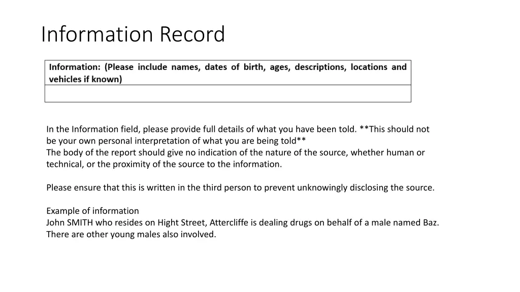 information record 1