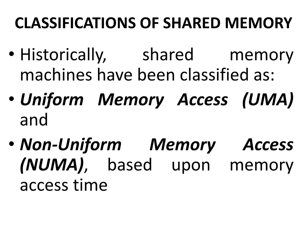 classifications of shared memory