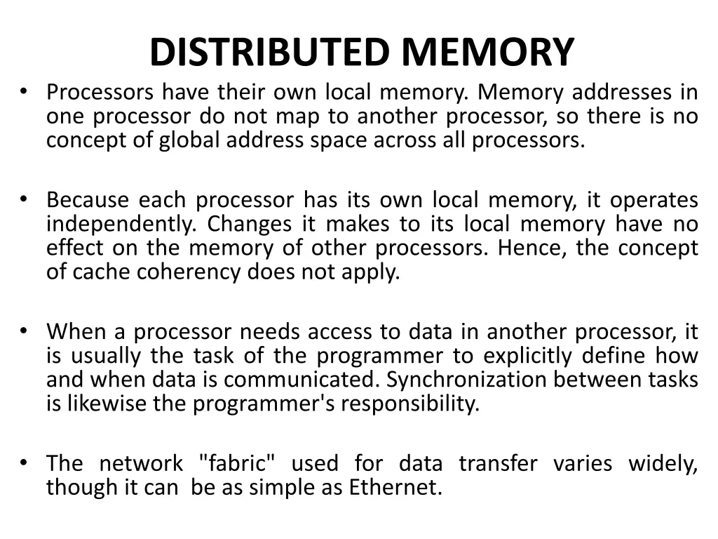 distributed memory processors have their