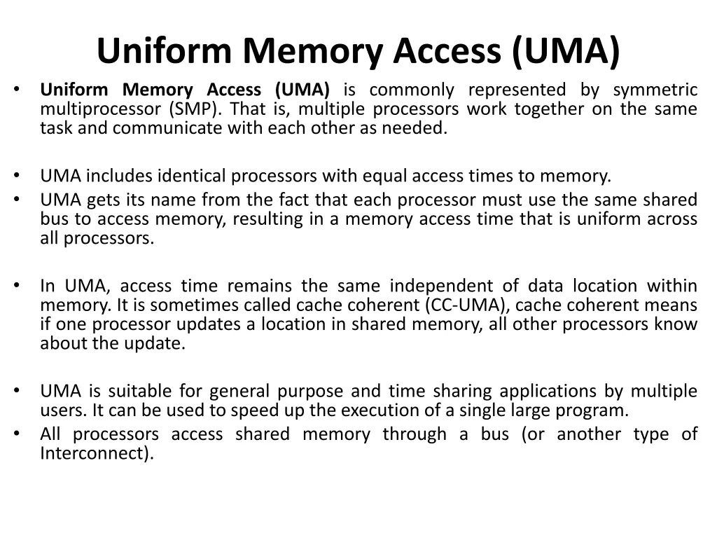 uniform memory access uma uniform memory access