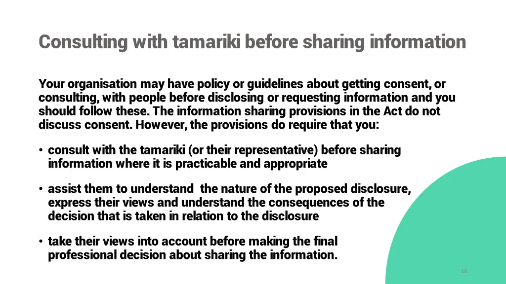 consulting with tamariki before sharing