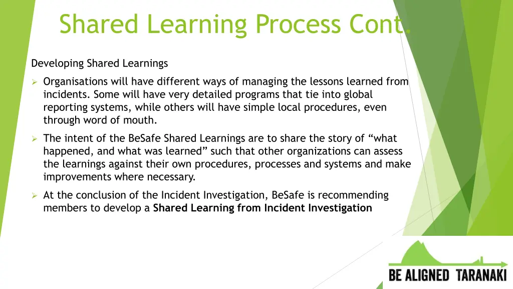 shared learning process cont