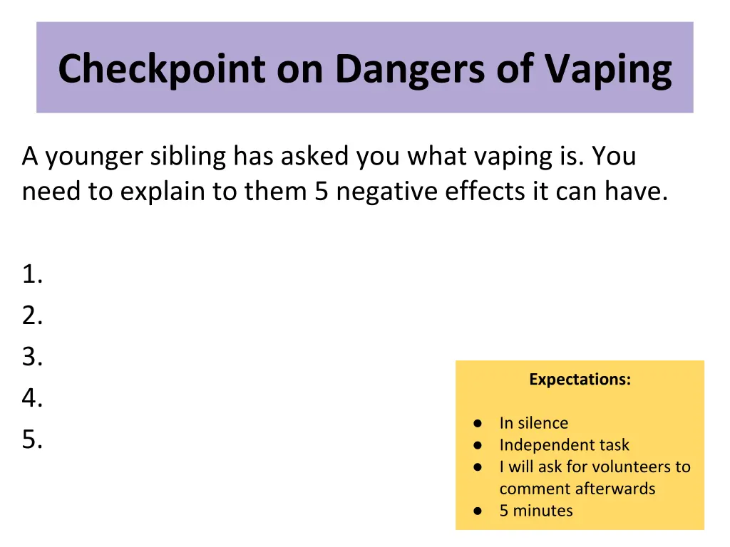 checkpoint on dangers of vaping