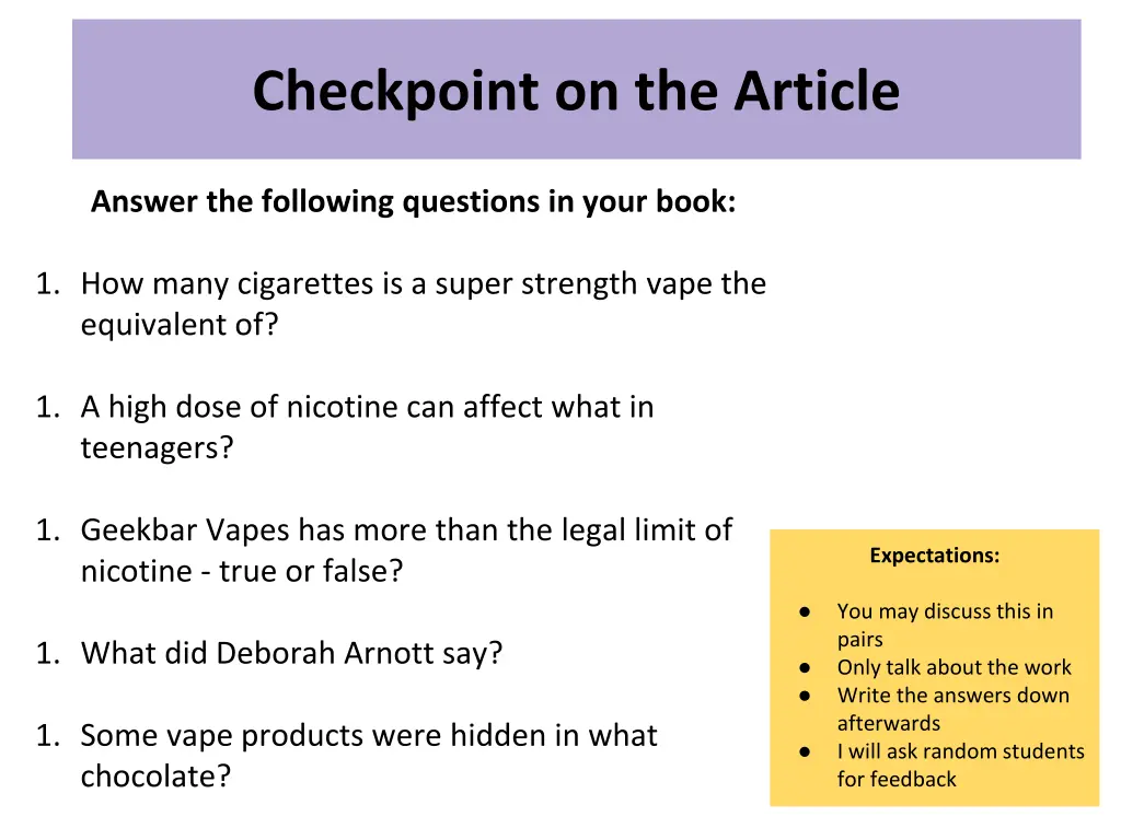 checkpoint on the article