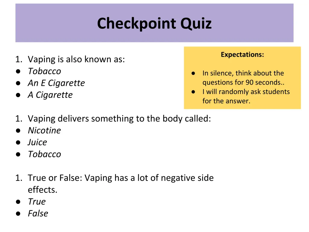 checkpoint quiz