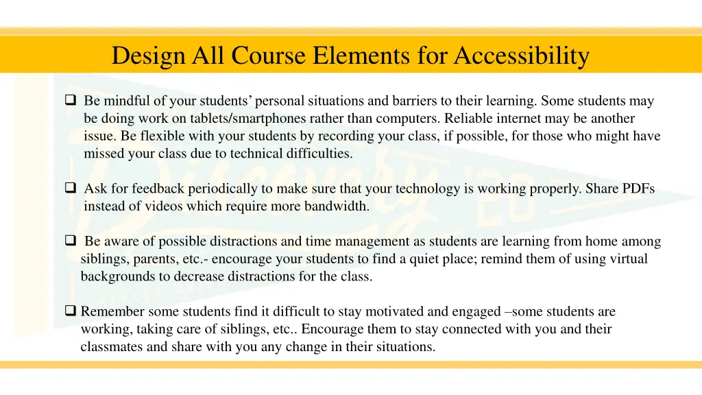 design all course elements for accessibility