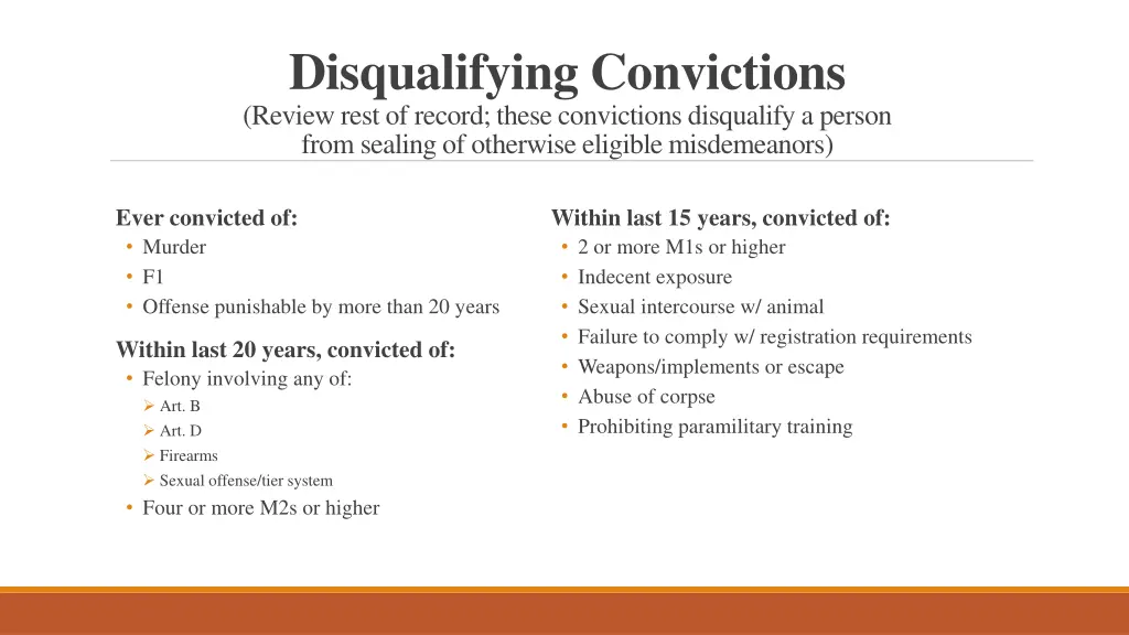 disqualifying convictions review rest of record