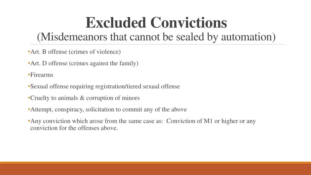 excluded convictions misdemeanors that cannot 1