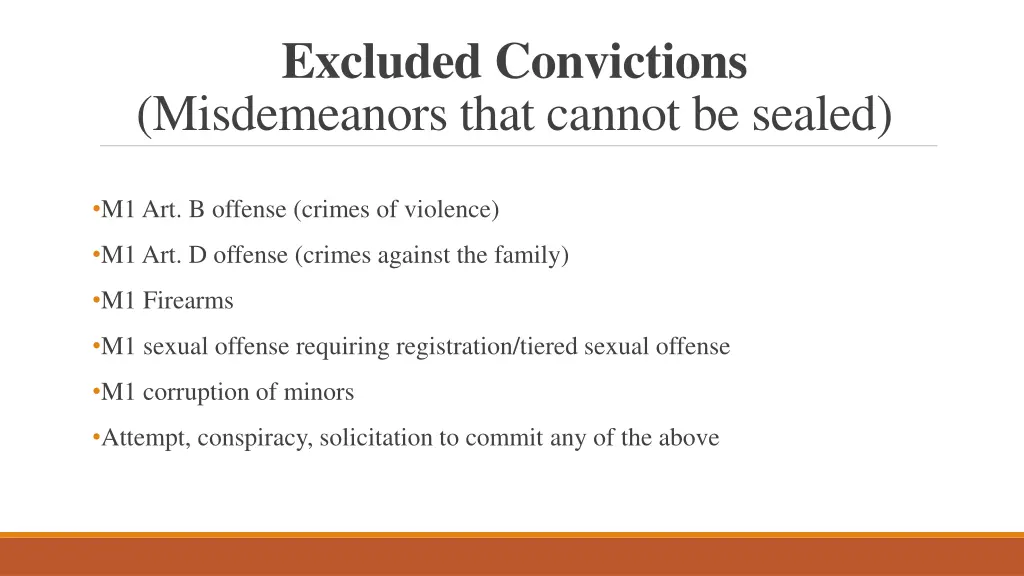 excluded convictions misdemeanors that cannot