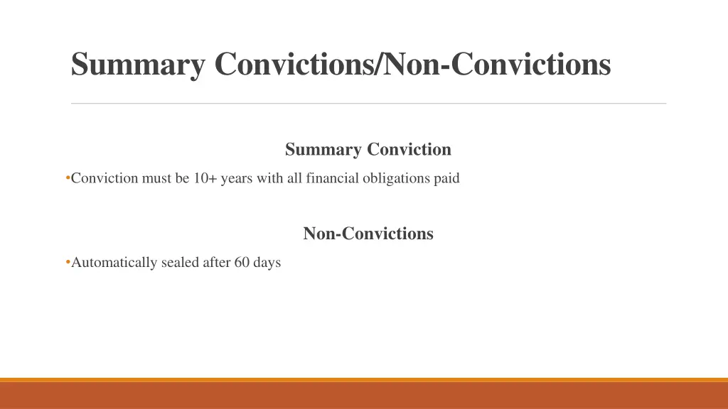 summary convictions non convictions