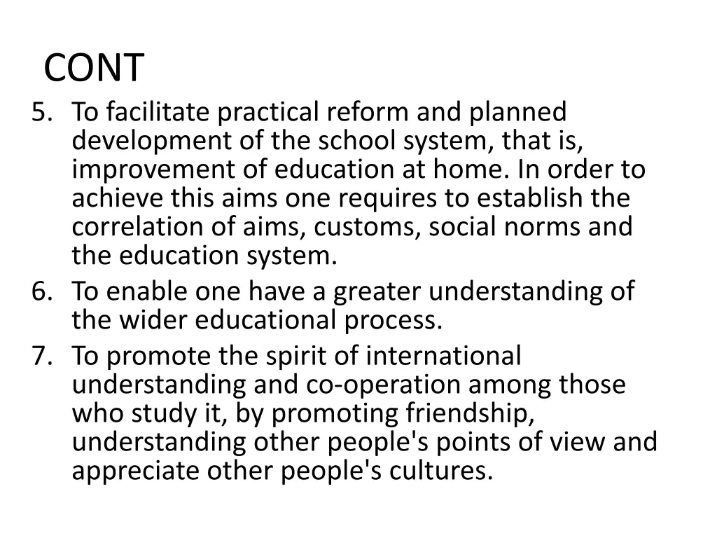 cont 5 to facilitate practical reform and planned