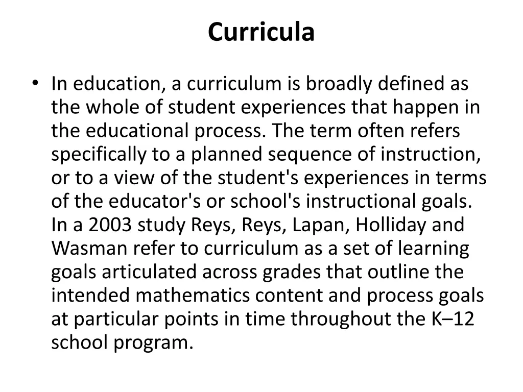 curricula